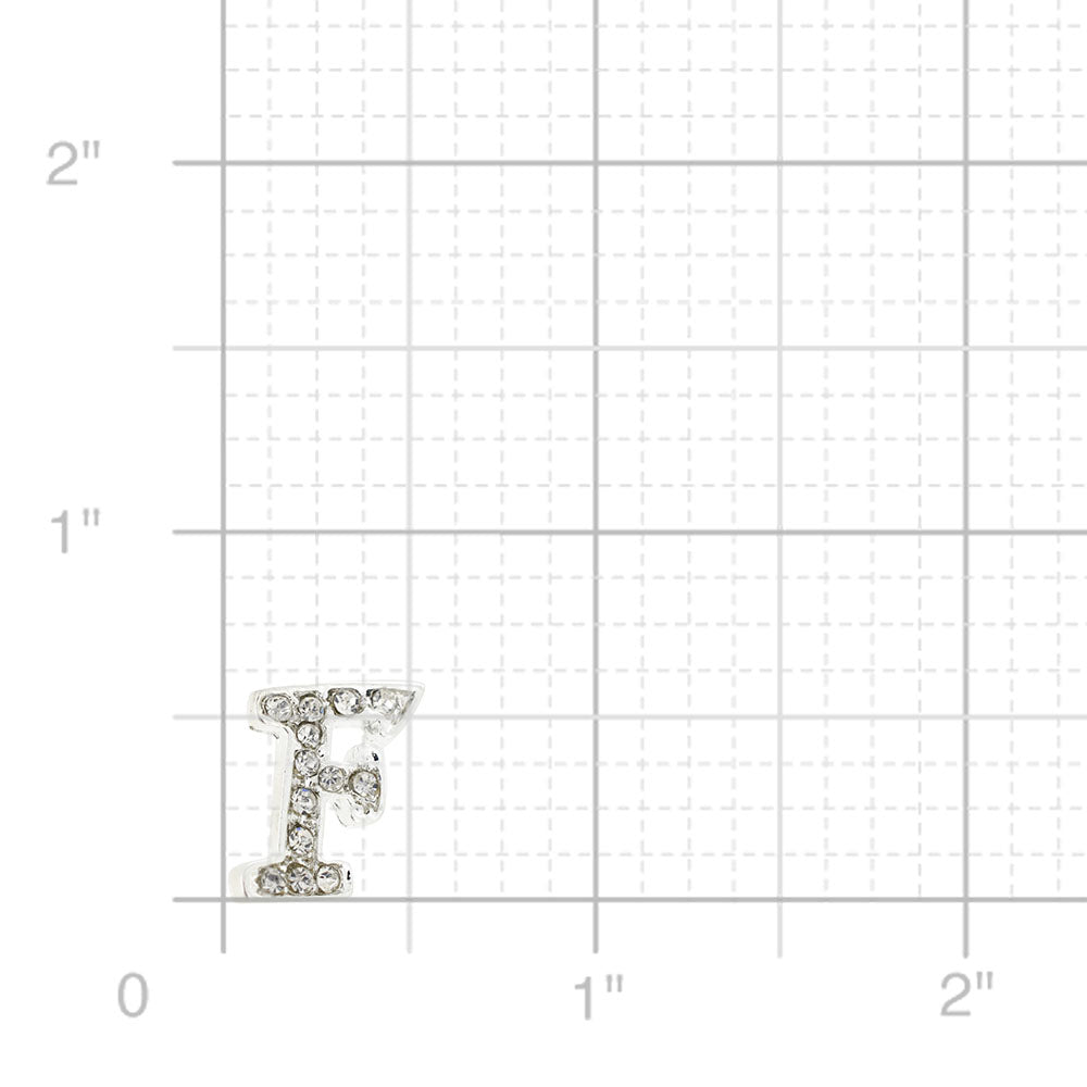 Chrome Letter F Crystal Lapel Pin