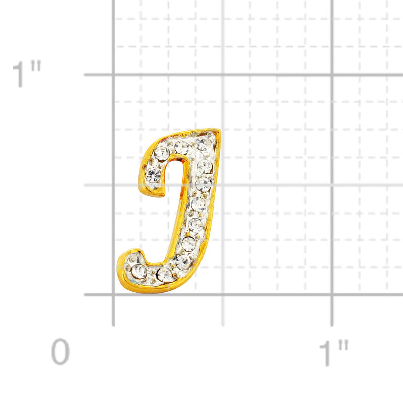 Chrome Letter J Crystal Lapel Pin