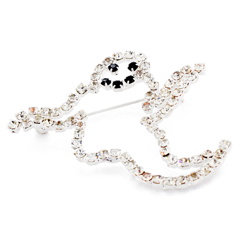 Crystal Ghost Halloween Brooch Pin