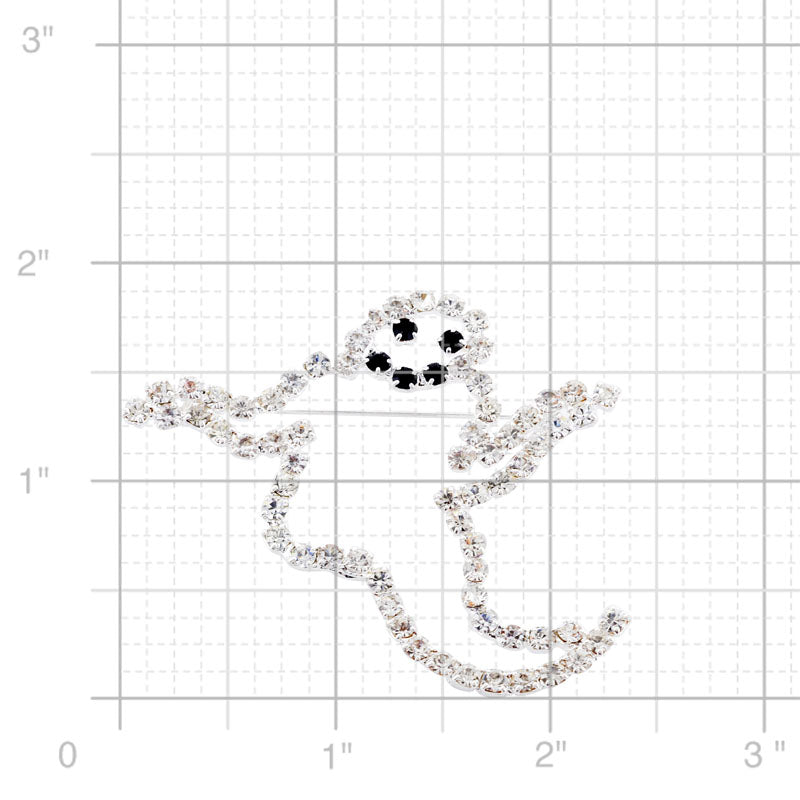 Crystal Ghost Halloween Brooch Pin