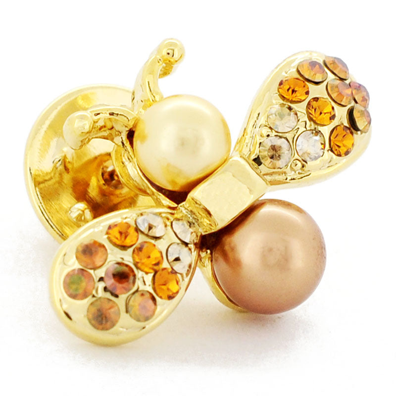 Golden Bee Bug Swarovski Crystal Lapel Pin