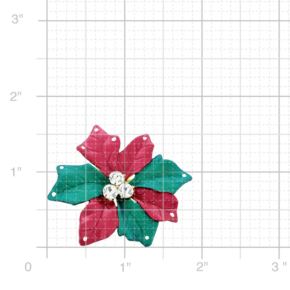 Multicolor Christmas Star Poinsettia Swarovski Crystal Pin Brooch