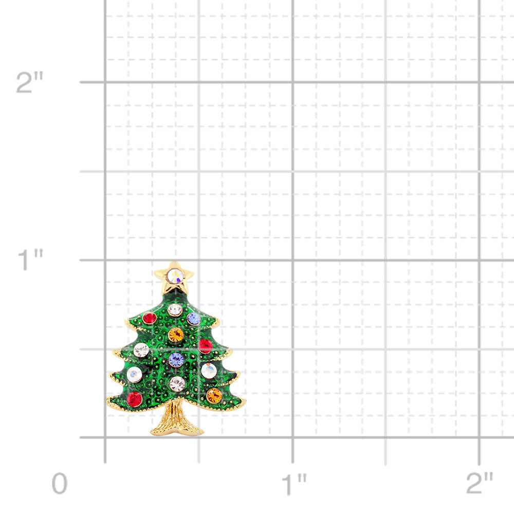 Multicolor Christmas Tree Swarovski Crystal Lapel Pin