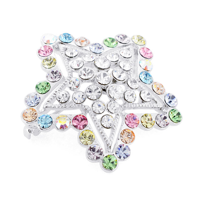 Multicolor Star Swarovski Crystal Pin Brooch