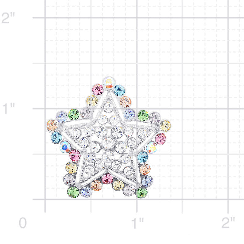 Multicolor Star Swarovski Crystal Pin Brooch