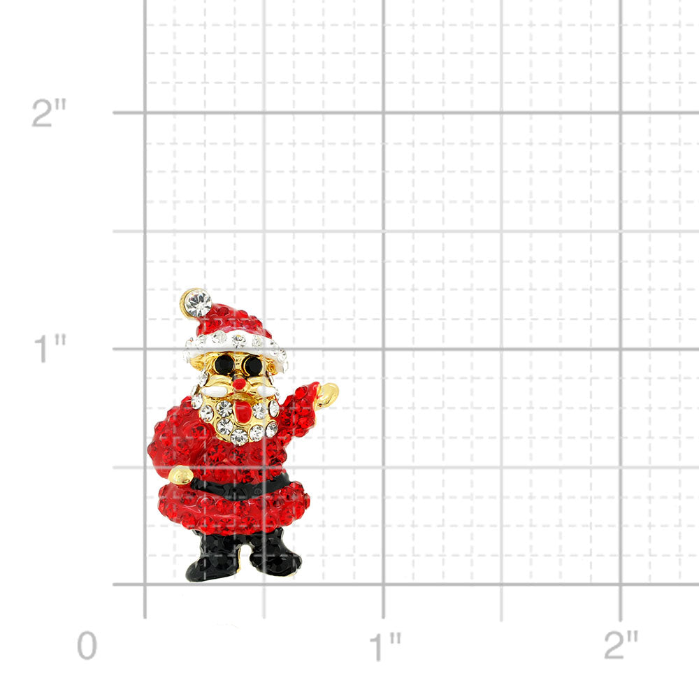 Red Santa Calus Swarovski Crystal Lapel Pin