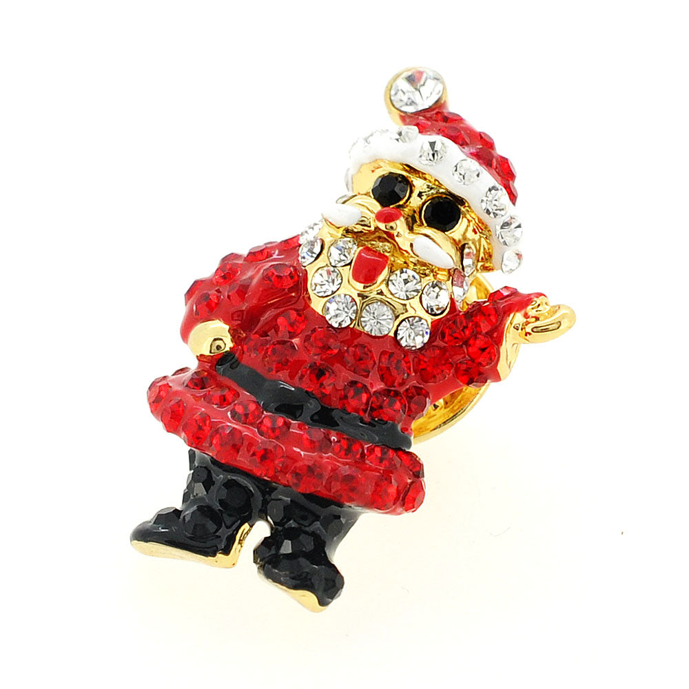 Red Santa Calus Swarovski Crystal Lapel Pin