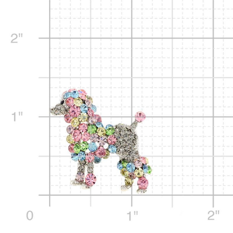Multicolor Poodle Crystal Animal Pin Brooch