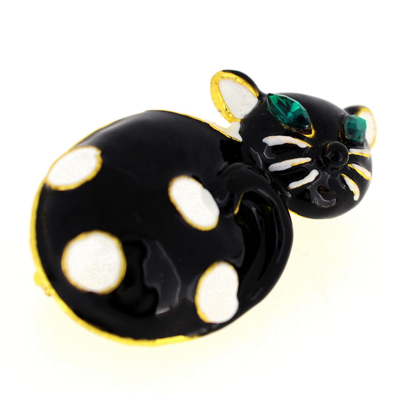 Enamel Black Cat Pin Brooch