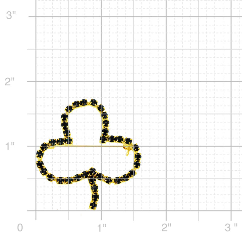 Emerald Lucky 3 Leaf Clover Flower Crystal Pin Brooch