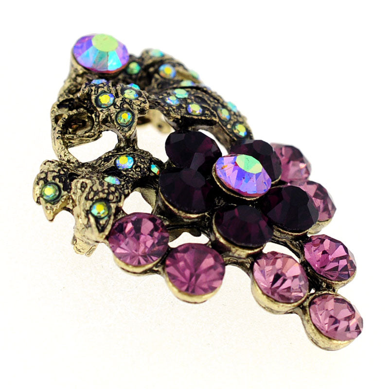 Amethyst Purple Grape Crystal Pin Brooch