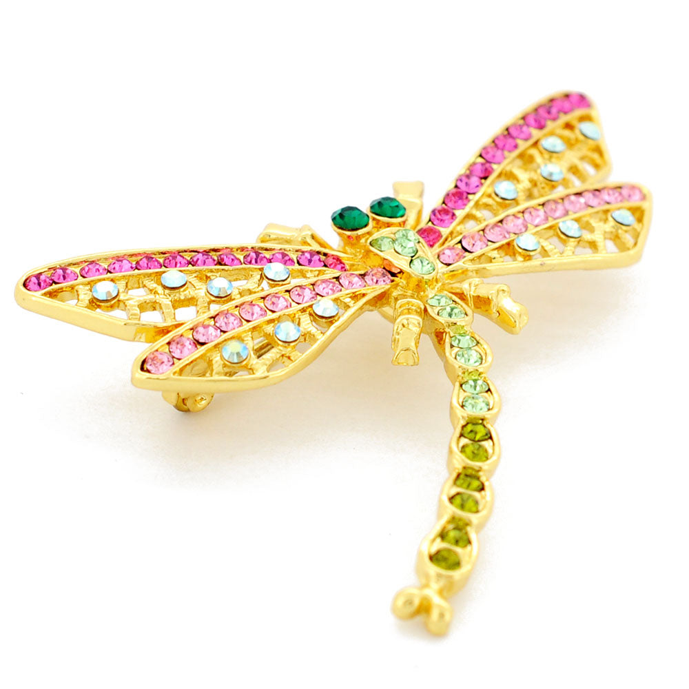Mutlicolor Dragonfly Crystal Pin Brooch And Pendant