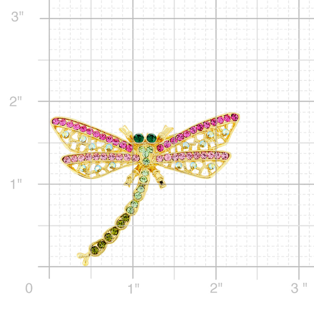 Mutlicolor Dragonfly Crystal Pin Brooch And Pendant
