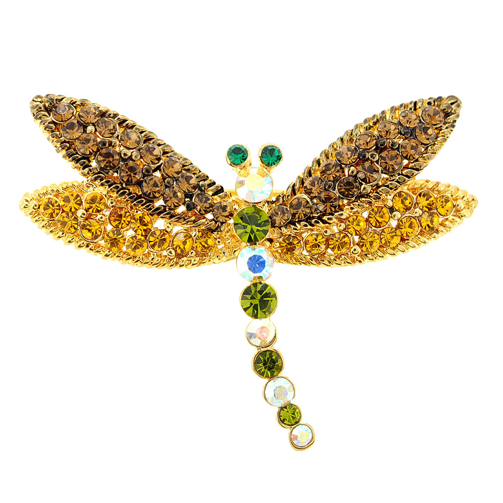 Multicolor Dragonfly Crystal Pin Brooch