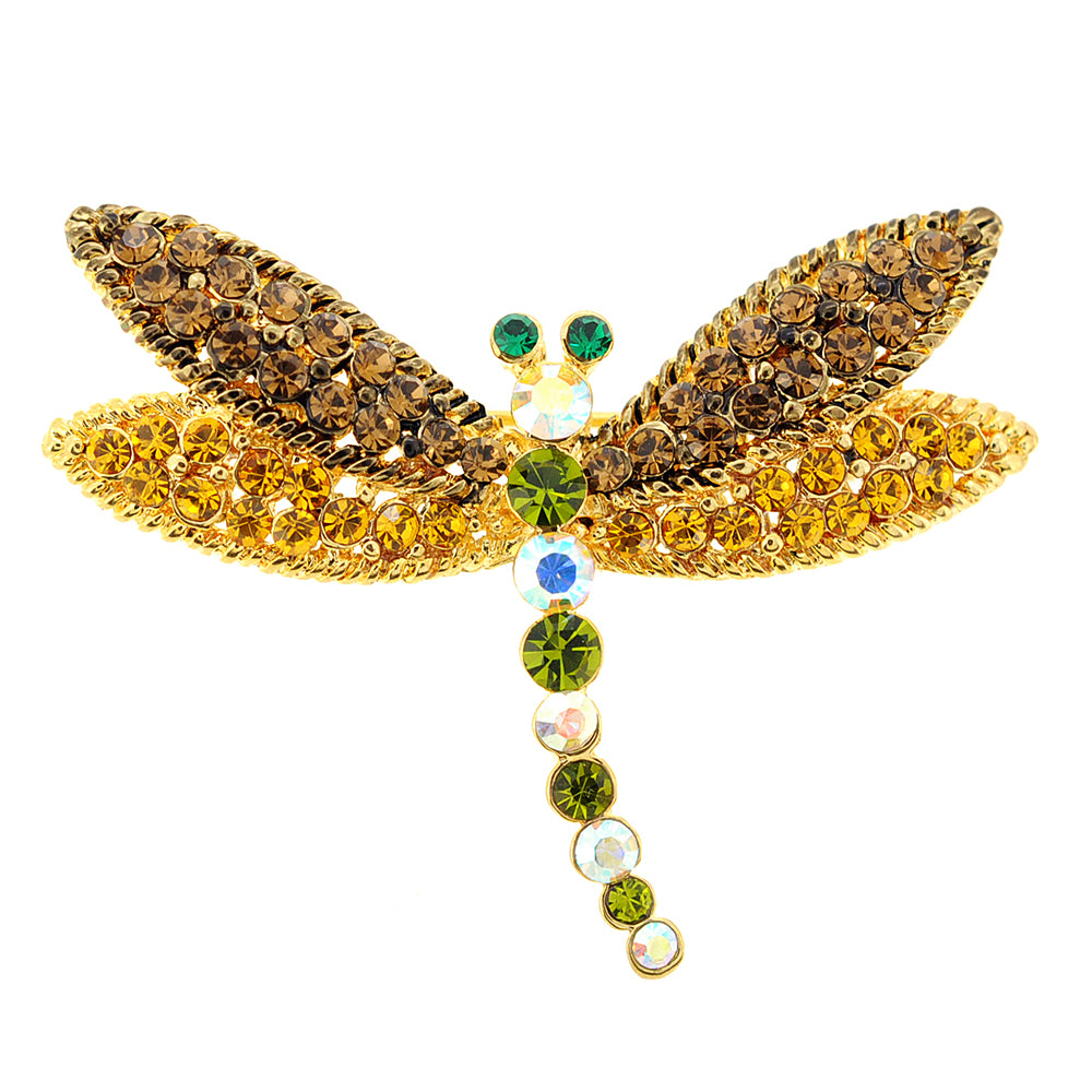 Multicolor Dragonfly Crystal Pin Brooch