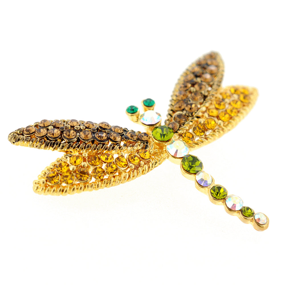 Multicolor Dragonfly Crystal Pin Brooch