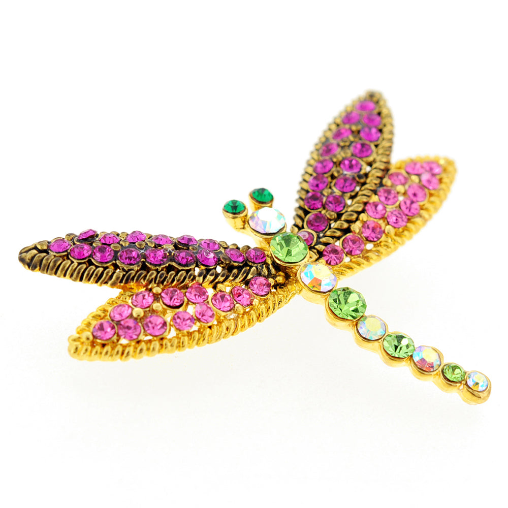 Multicolor Dragonfly Crystal Pin Brooch
