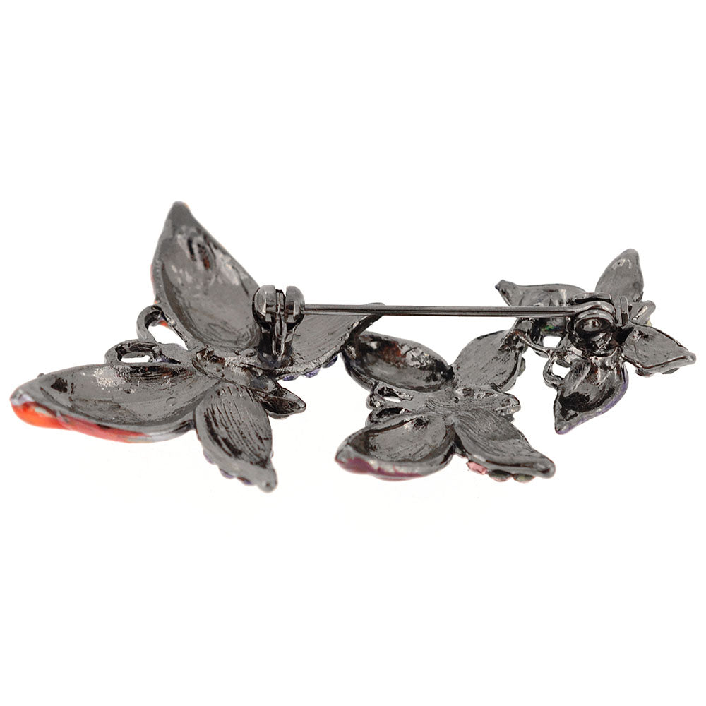 Multi Purple Butterfly Family Crystal Pin Brooch