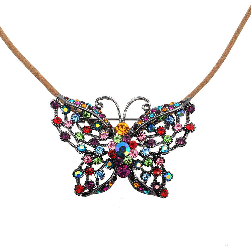 Multicolor Butterfly PIn Swarovski Crystal Pin Brooch and Pendant