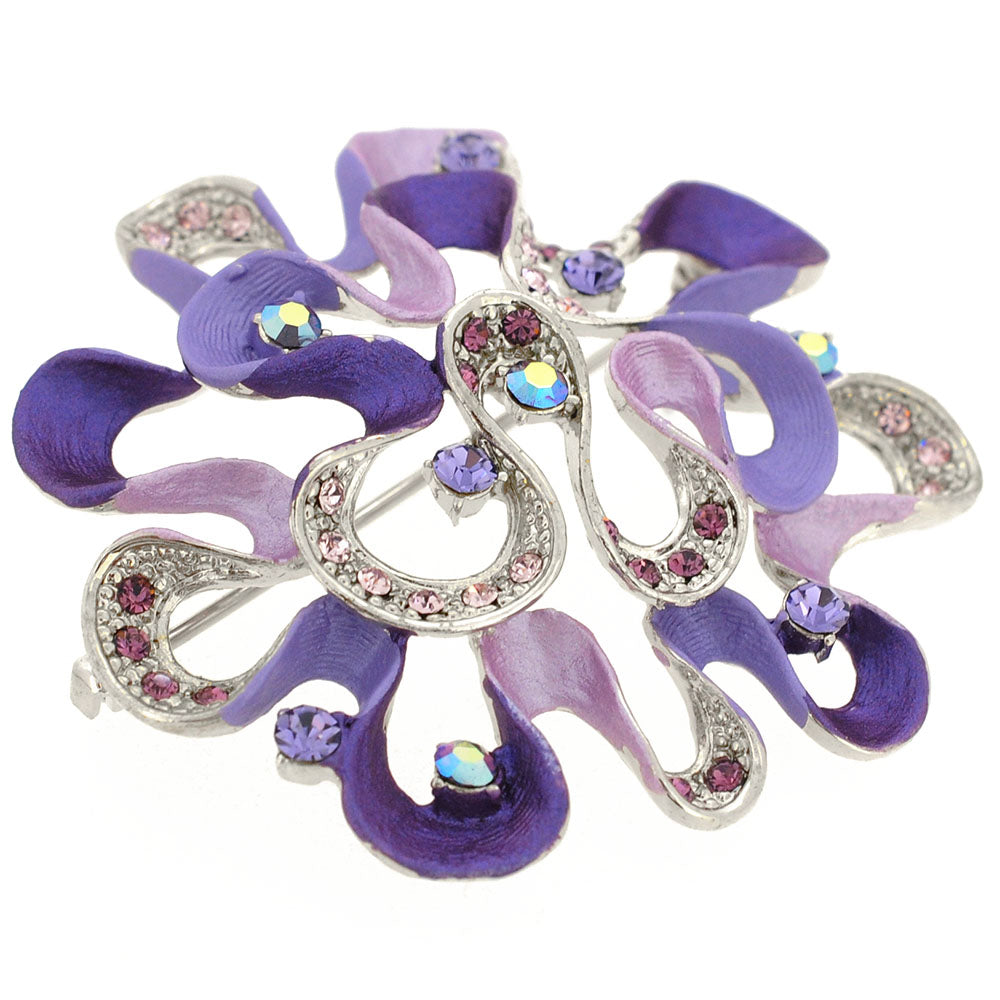 Purple Flower Swarovski Crystal Pin Brooch