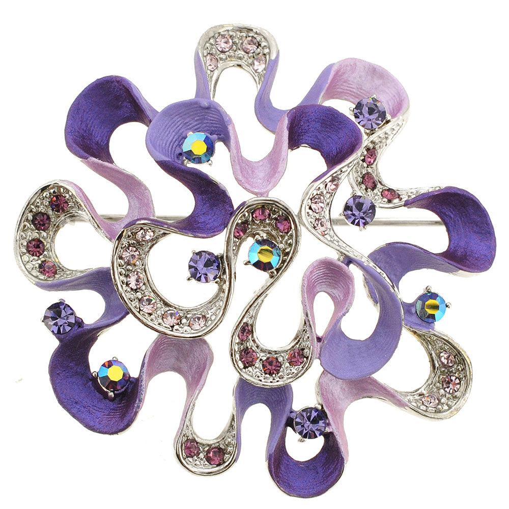 Purple Flower Swarovski Crystal Pin Brooch