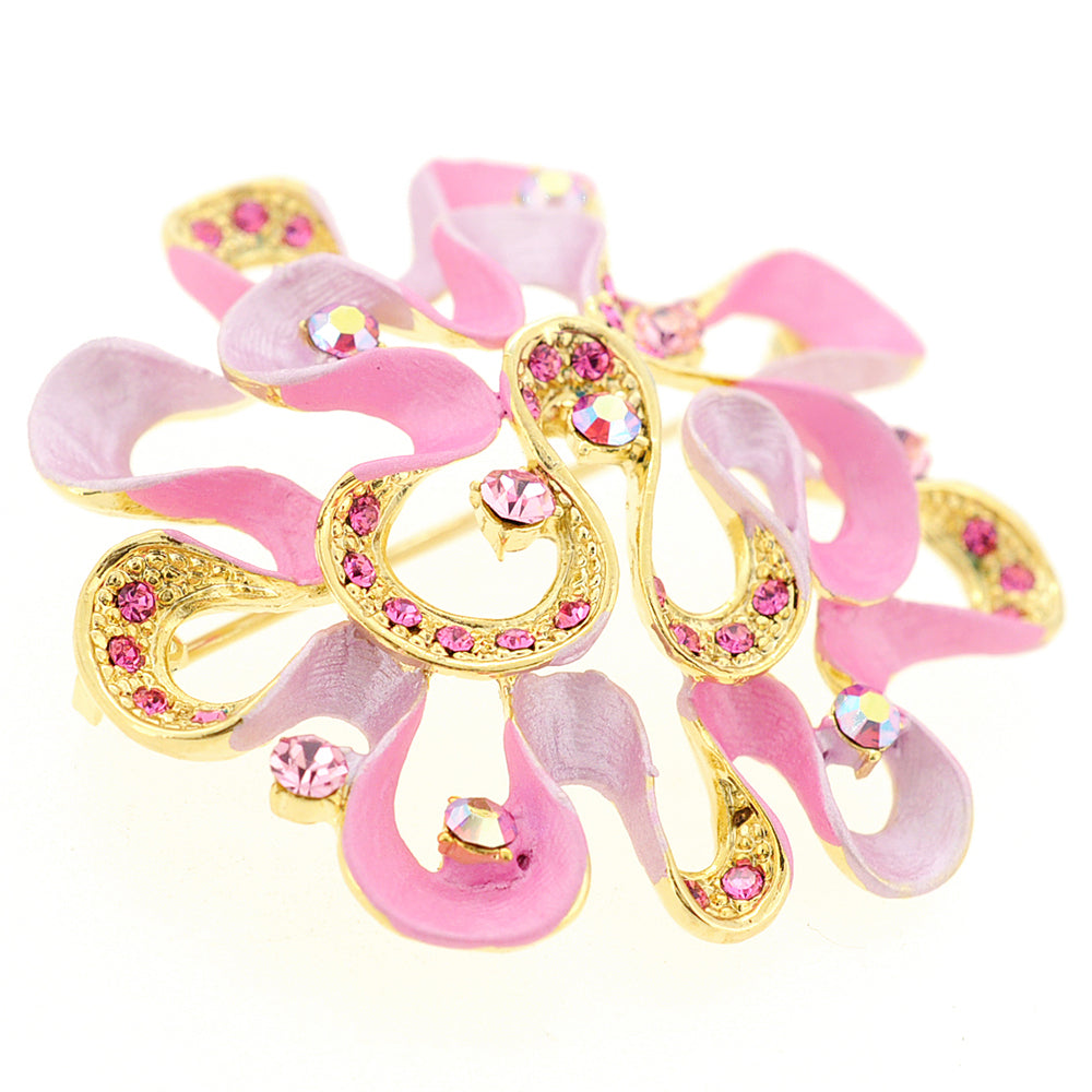 Pink Flower Swarovski Crystal Pin Brooch