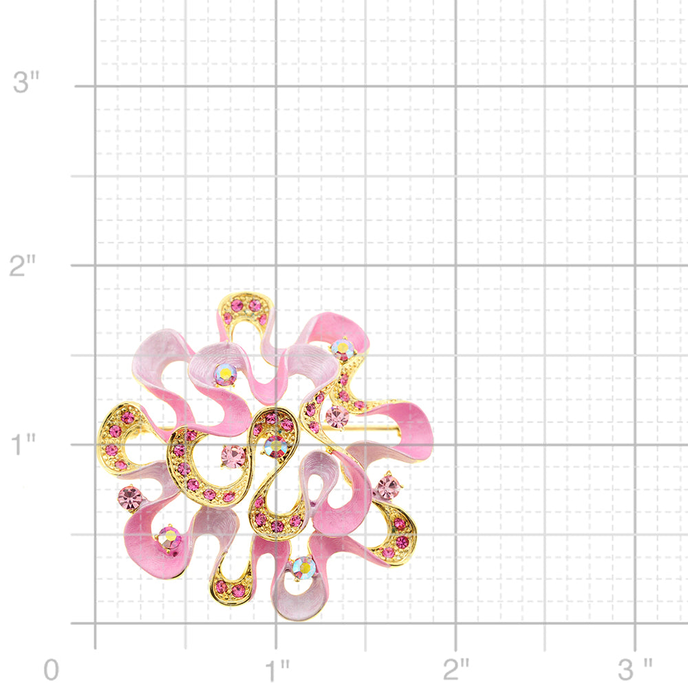 Pink Flower Swarovski Crystal Pin Brooch