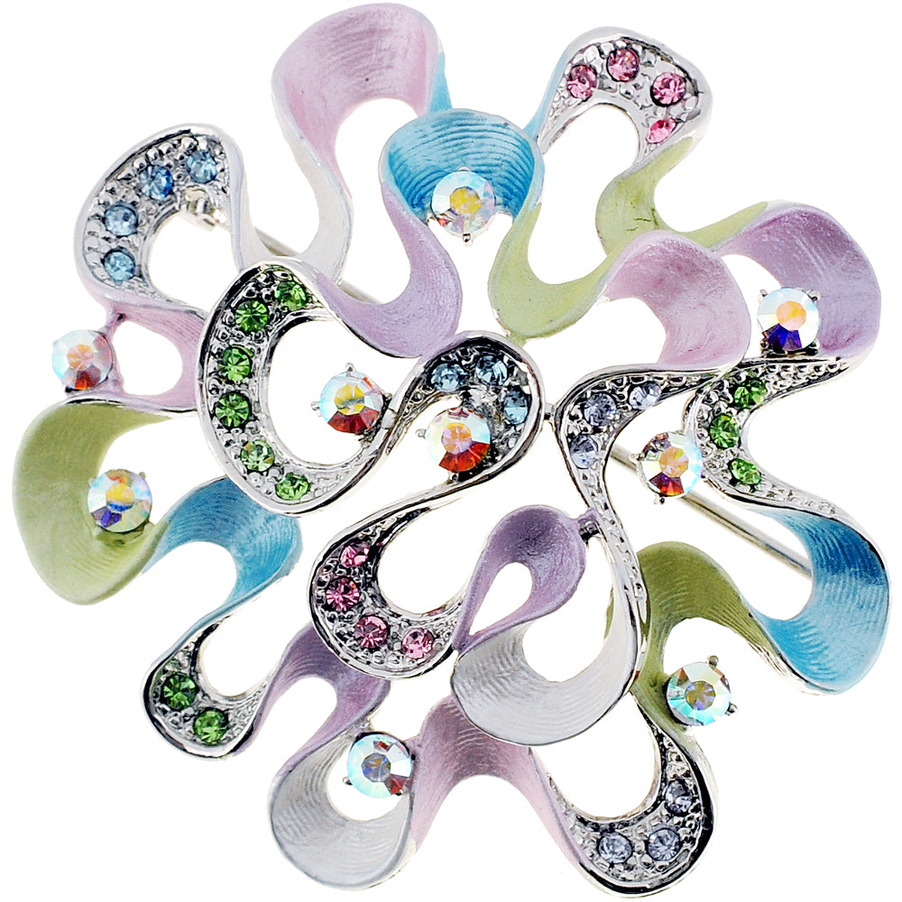 Multicolor Flower Swarovski Crystal Pin Brooch