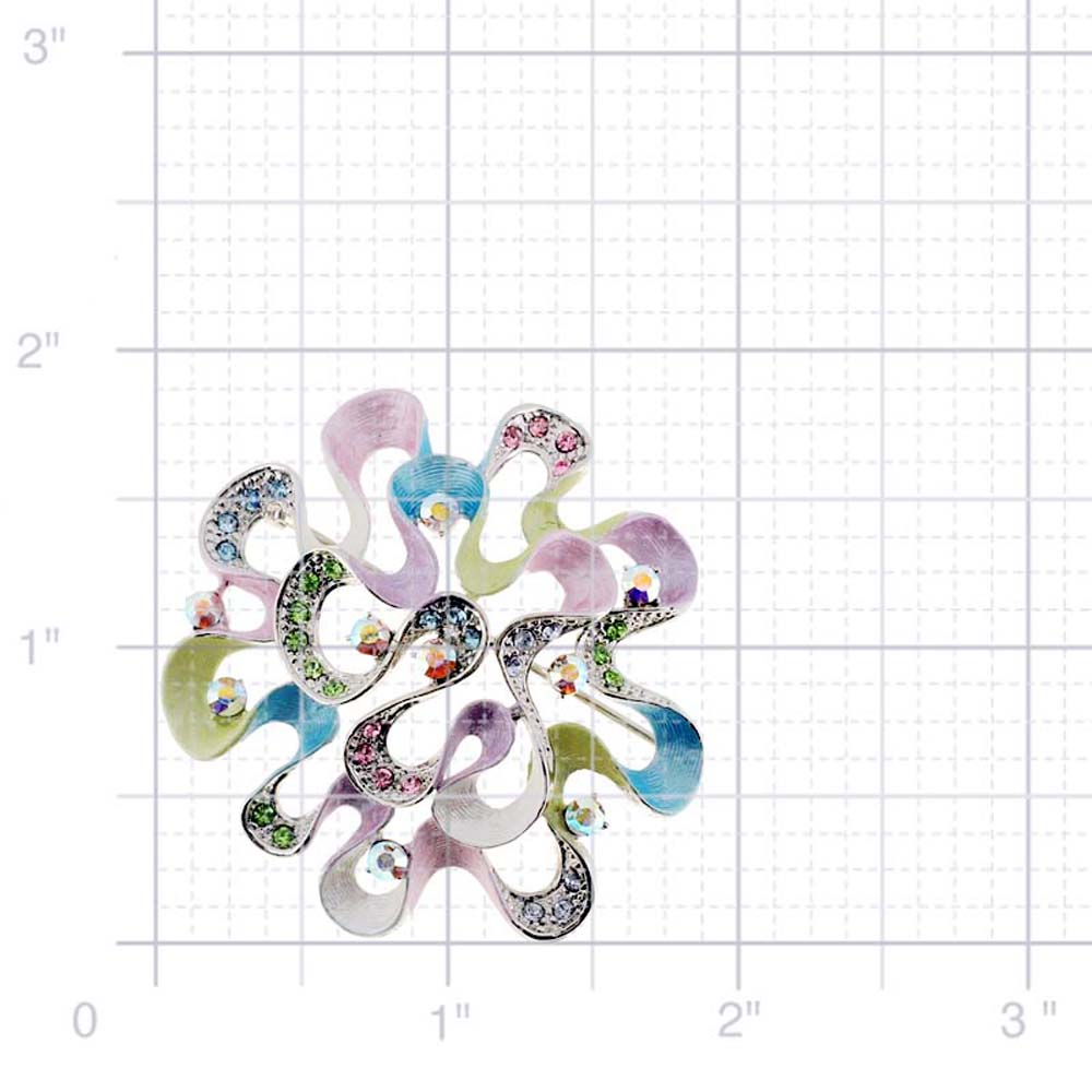 Multicolor Flower Swarovski Crystal Pin Brooch