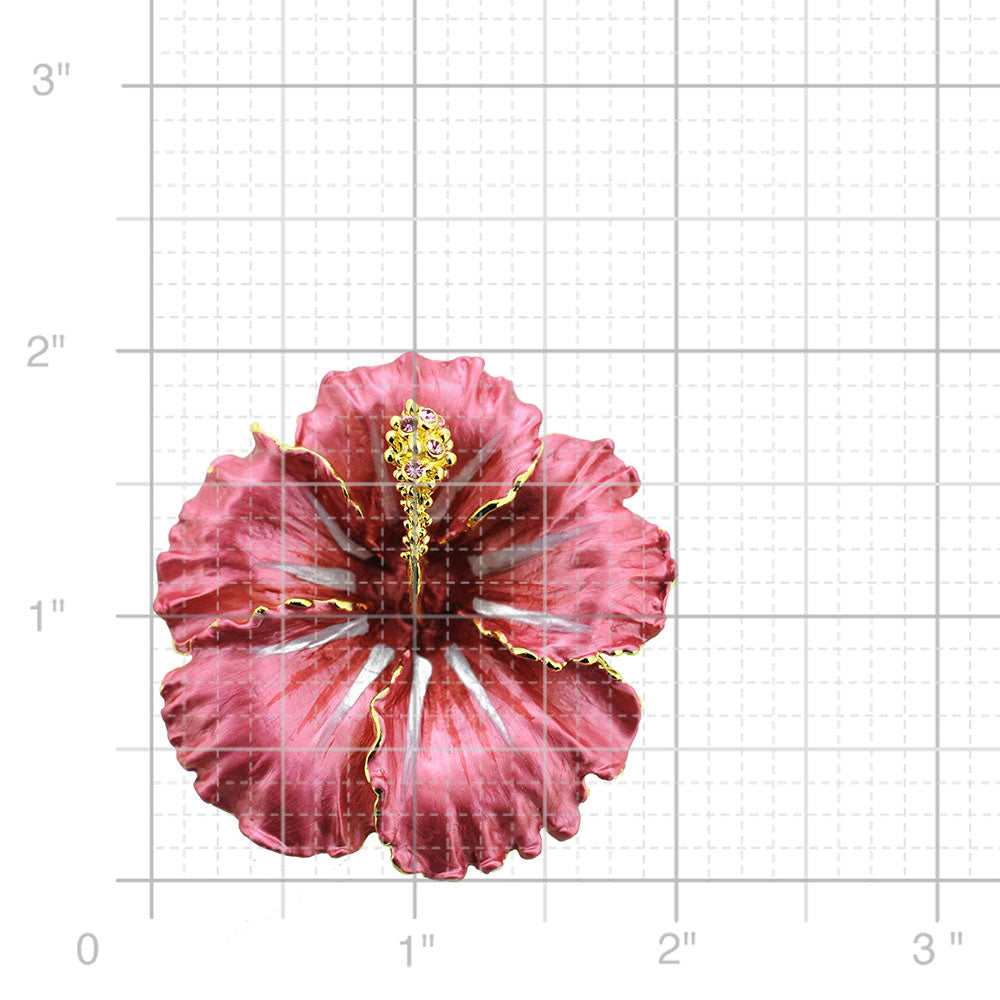 Red Hawaiian Hibiscus Swarovski Crystal Flower pin brooch and Pendant