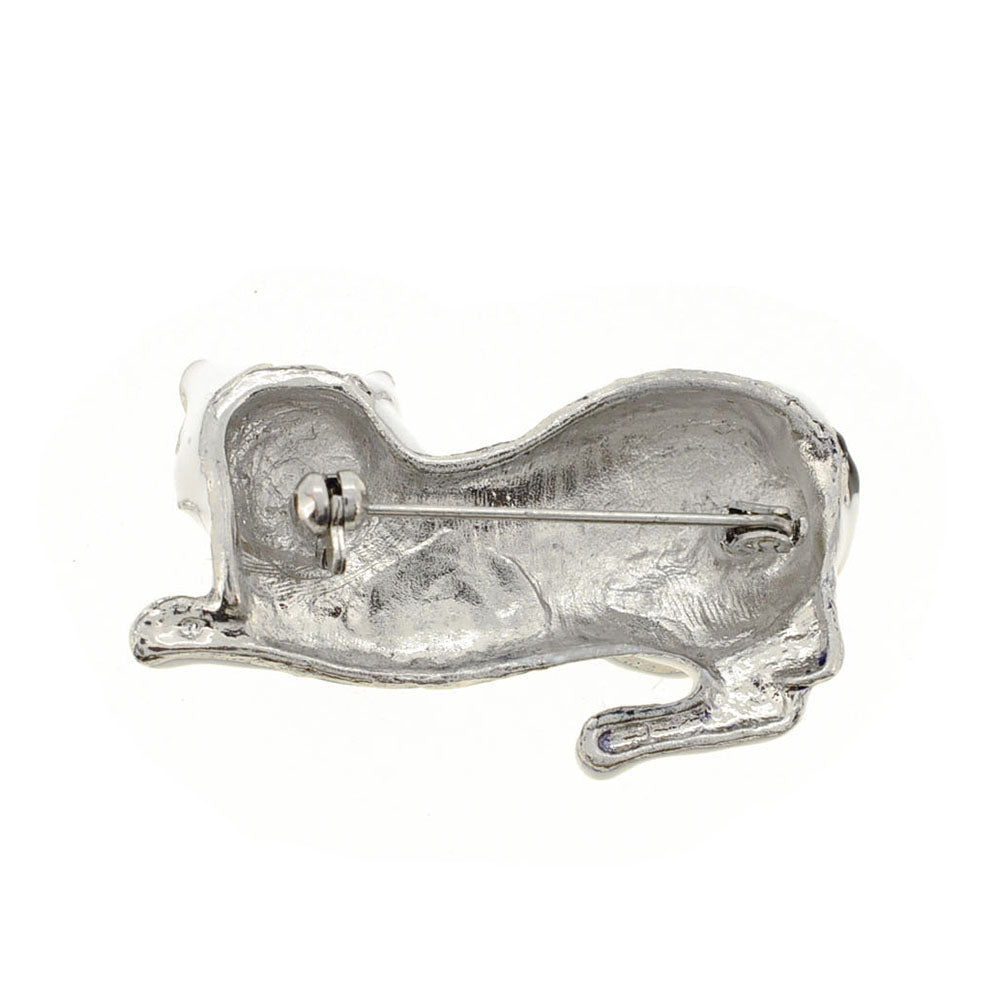 White and Black Enamel Cat Pin Brooch