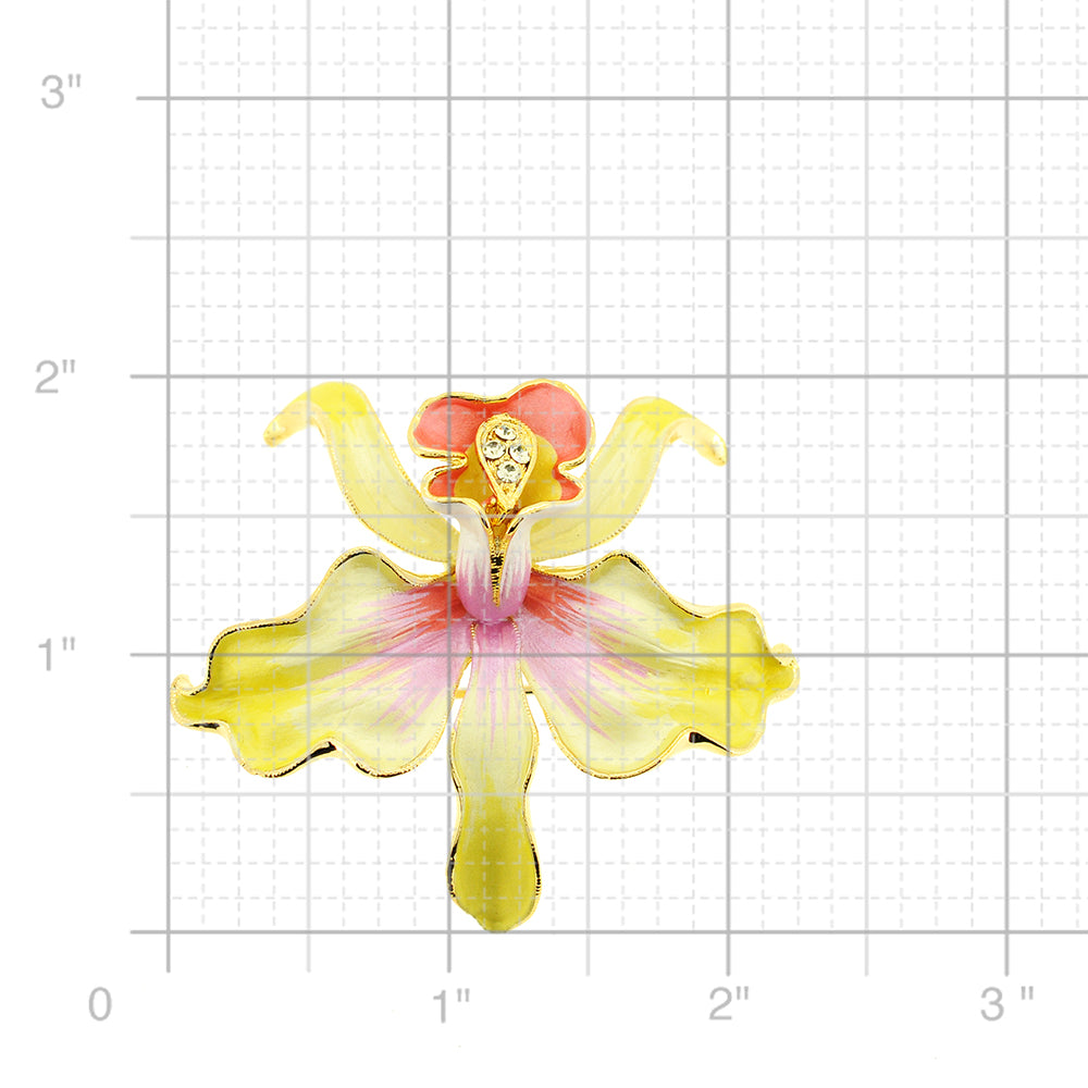 Yellow Orchid Swarovski Crystal Flower Pin Brooch