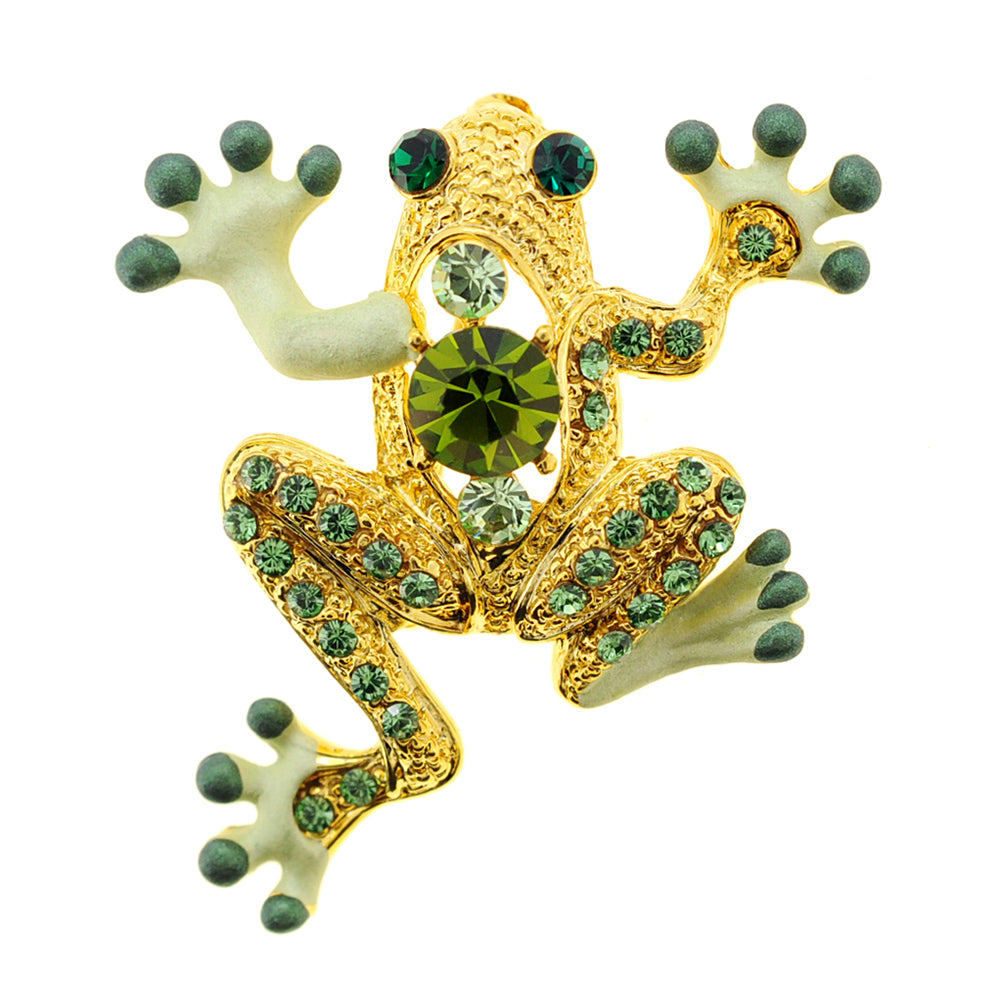 Green Frog Crystal Pin Brooch