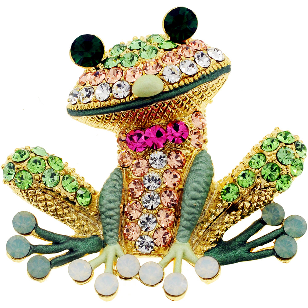 Erinite Green Frog Pin Swarovski Crystal Pin Brooch And Pendant