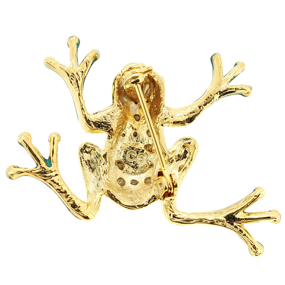 Green Frog Swarovski Crystal Pin Brooch