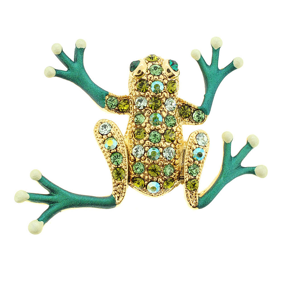 Green Frog Swarovski Crystal Pin Brooch