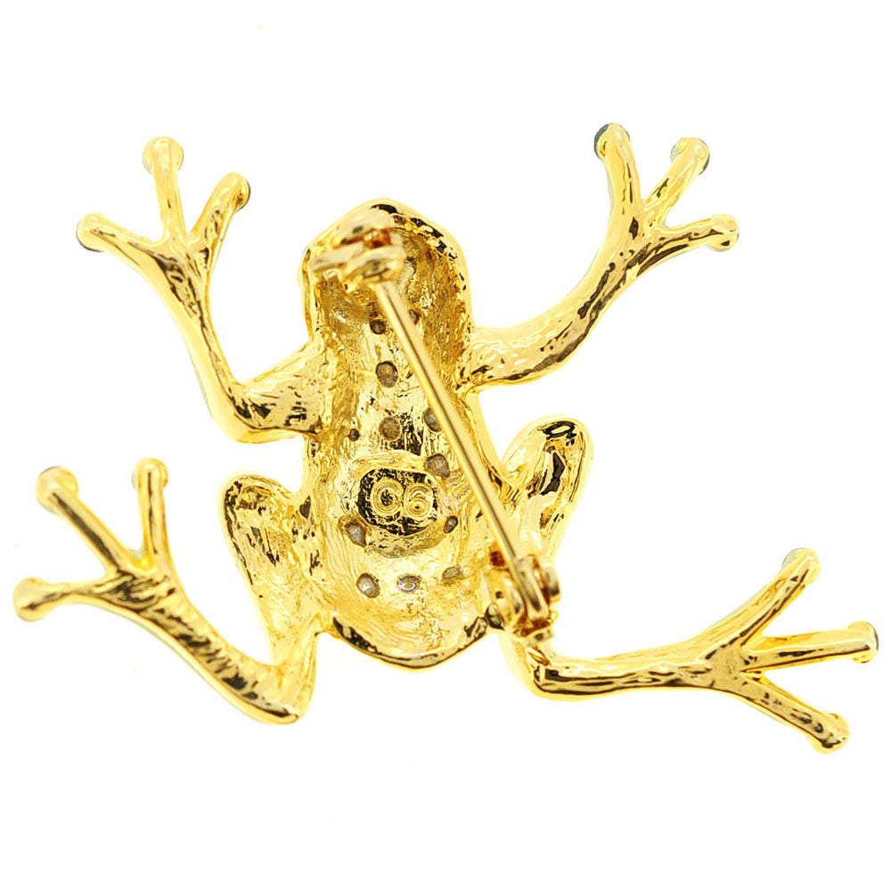 Green Frog Swarovski Crystal Pin Brooch