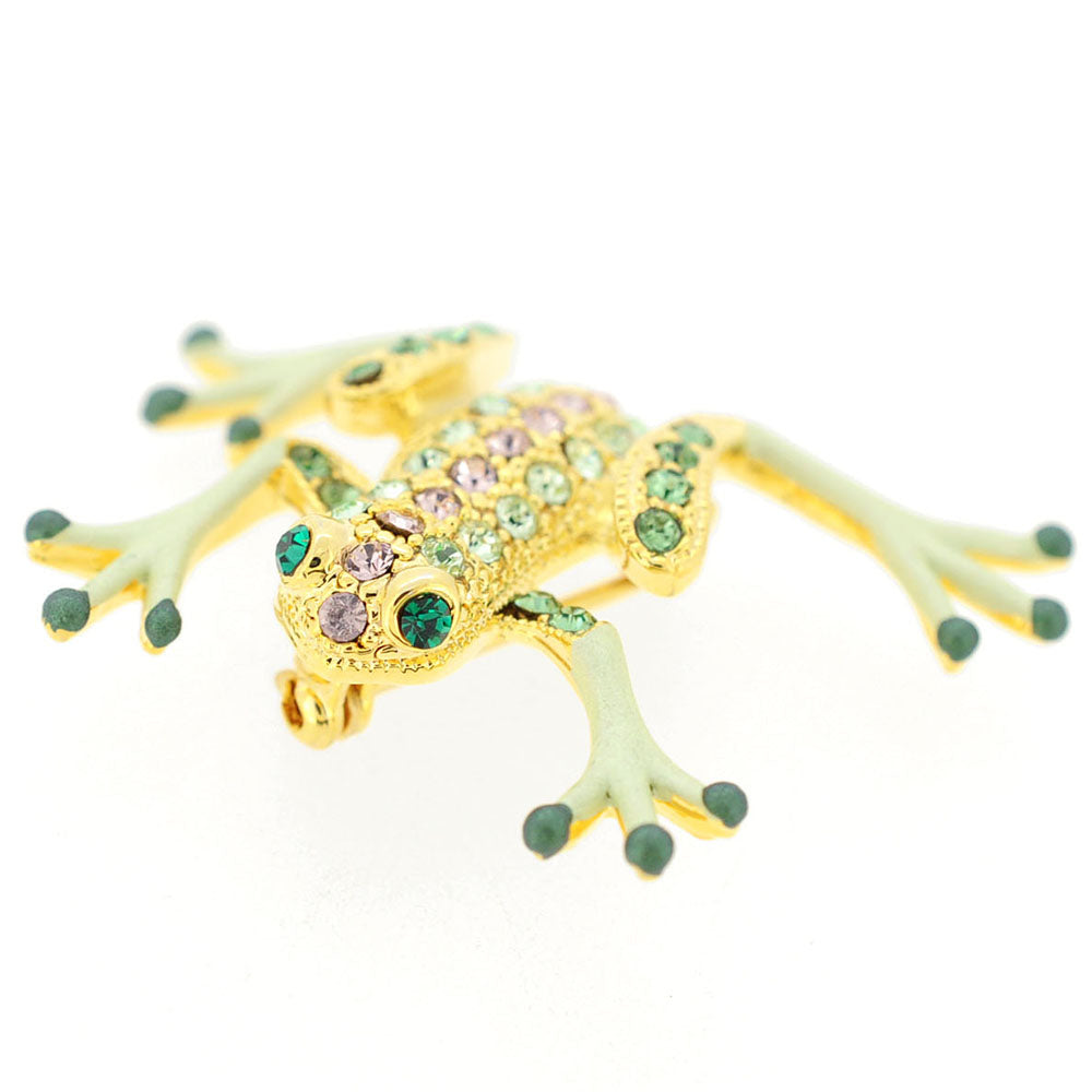 Green Frog Swarovski Crystal Pin Brooch