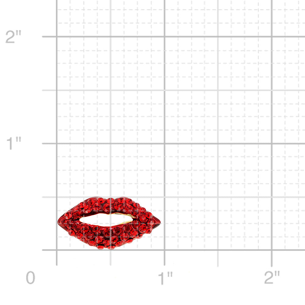Red Lips Crystal Lapel Pin