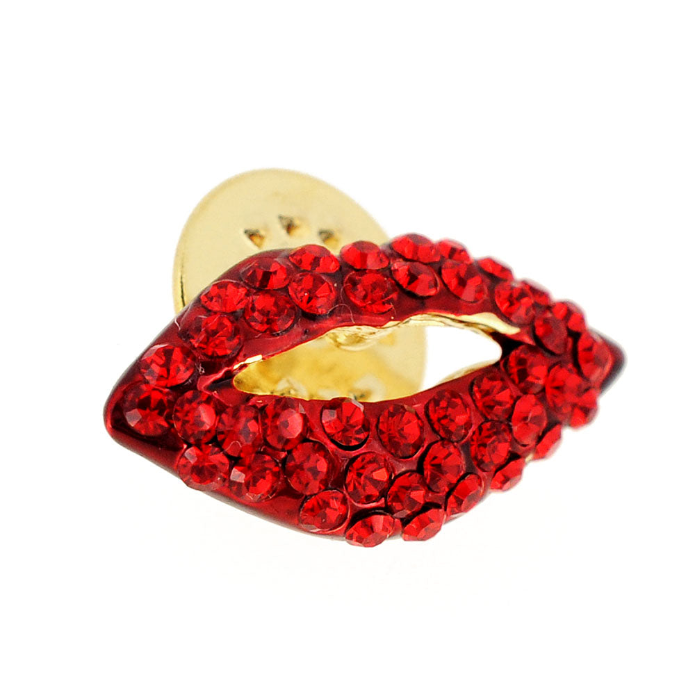 Red Lips Crystal Lapel Pin