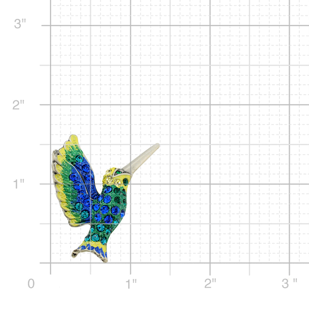 Green Hummingbird Swarovski Crystal Bird Pin Brooch