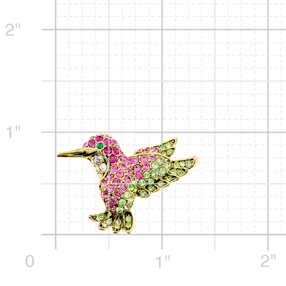 Multicolor Hummingbird Swarovski Crystal Pin Brooch
