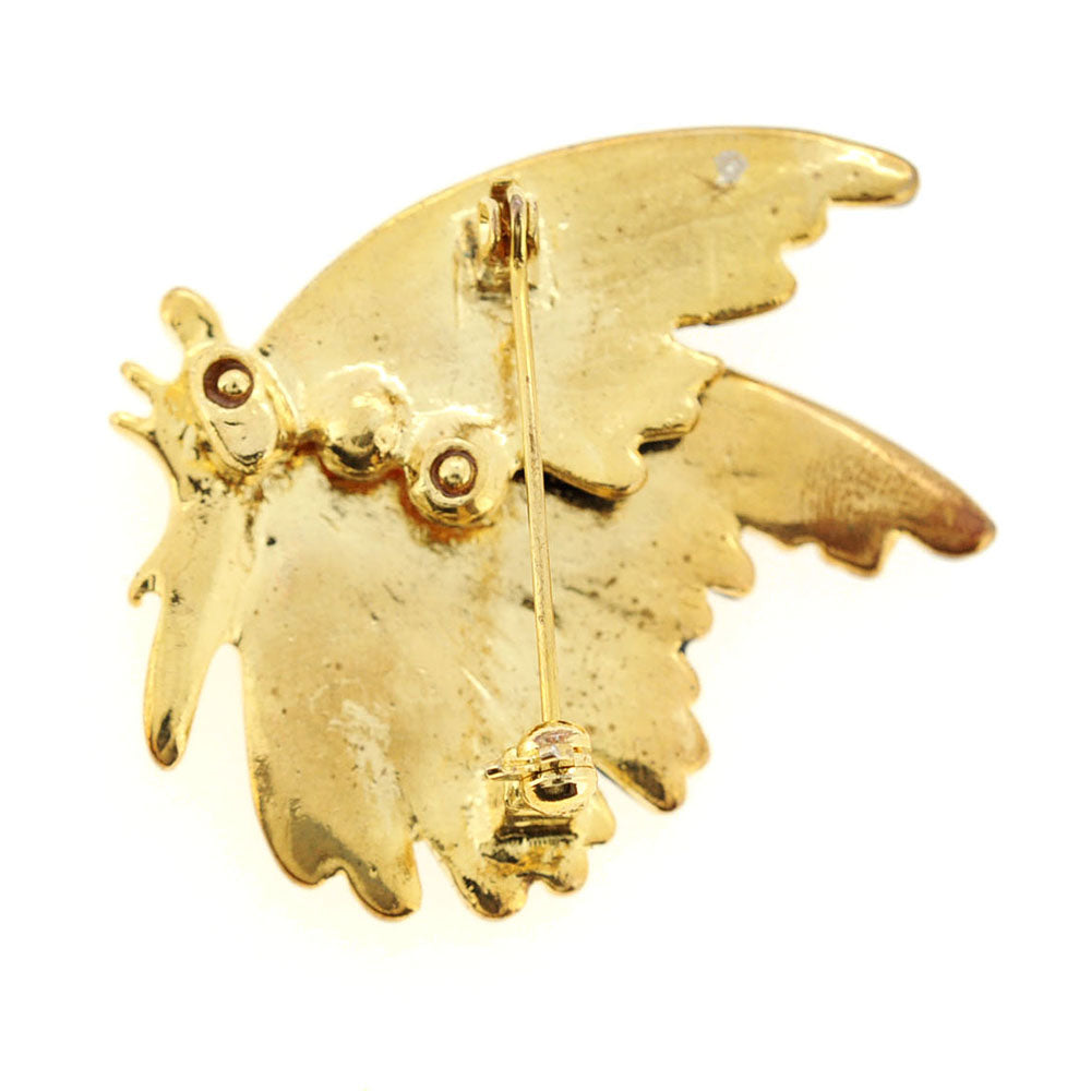 Orange Enamel Flying Butterfly Pin Brooch