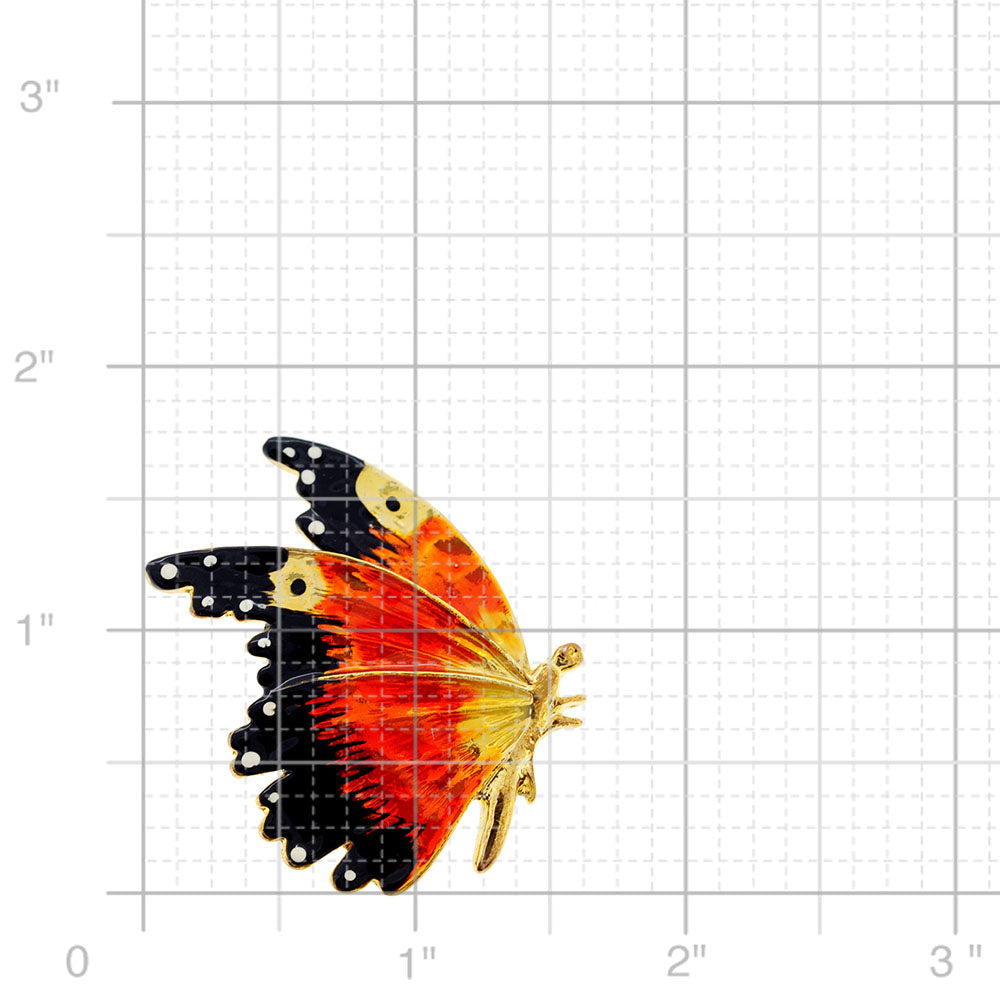 Orange Enamel Flying Butterfly Pin Brooch