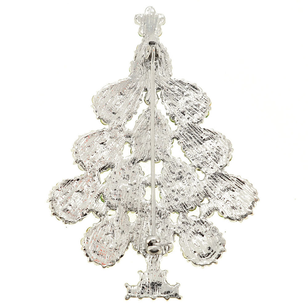 Green Christmas Tree Crystal Pin Brooch