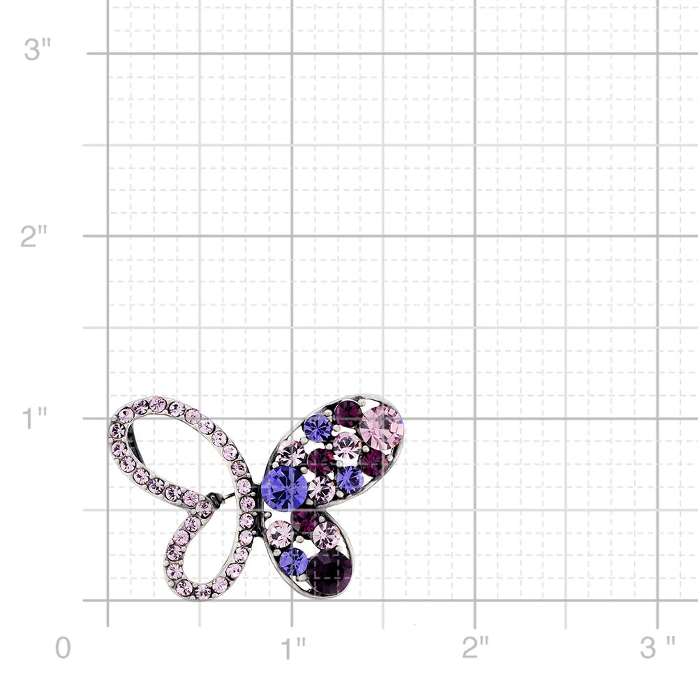 Amethyst Purple Butterfly Swarovski Crystal Pin Brooch and Pendant