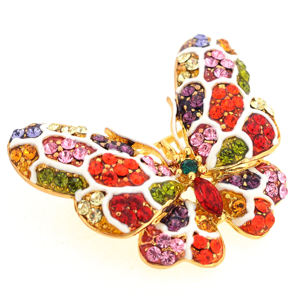 Multicolor Swarovski Crystal Butterfly Brooch Pin