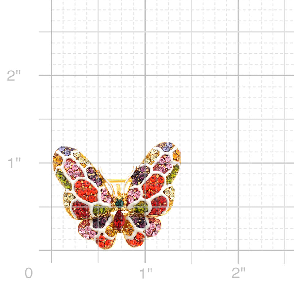 Multicolor Swarovski Crystal Butterfly Brooch Pin