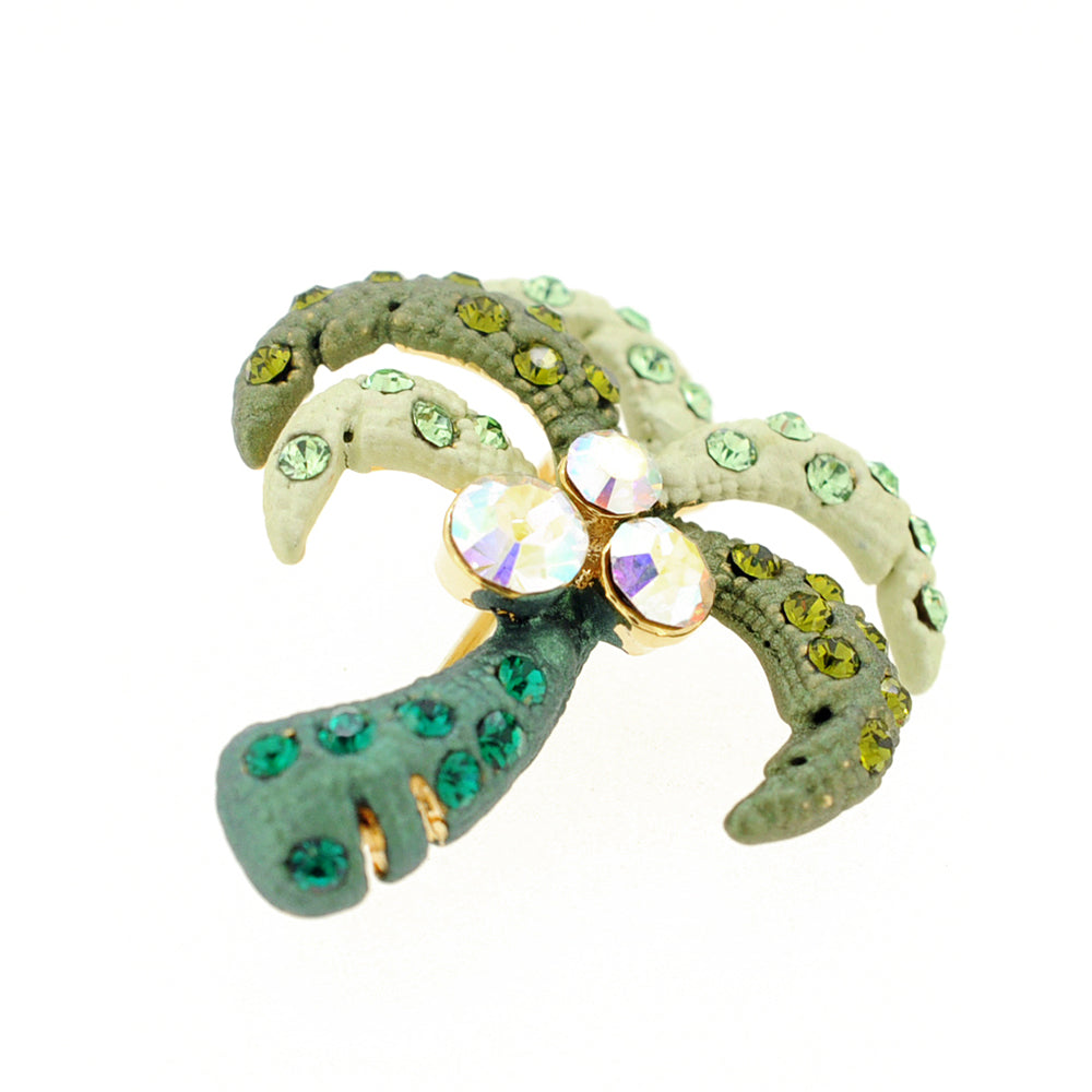 Green Coconut Palm Tree Crystal Pin Brooch