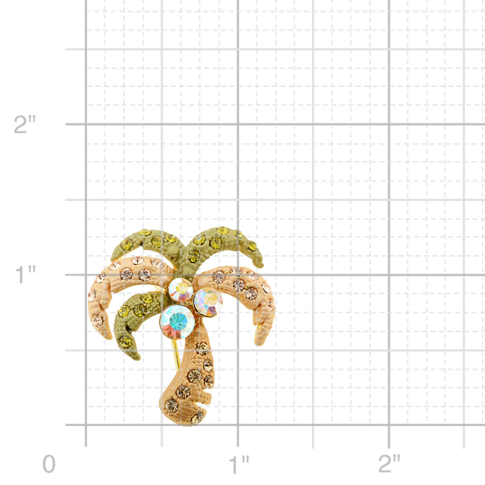 Multicolor Coconut Palm Crystal Pin Brooch